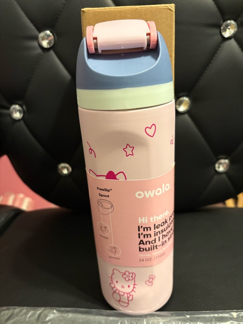 owalo Hello Kitty Pink Insulated Water Bottle - 24oz